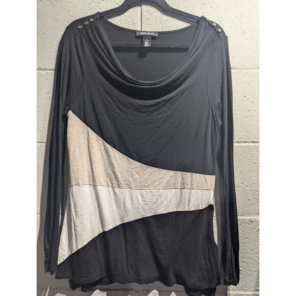 White House Black Market womens Cowl Neck color block Blouse tunic top Medium - Picture 1 of 3